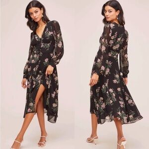 Women’s Astr the Label Black Floral Long Sleeve Dress Size S